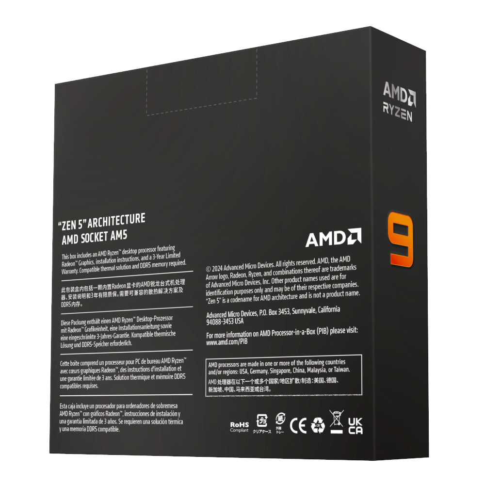 AMD Ryzen 9 9950X; 16-Core/ 32-Threads; Socket AM5; 80MB Cache; 170W Processor with Radeon Graphics BOX