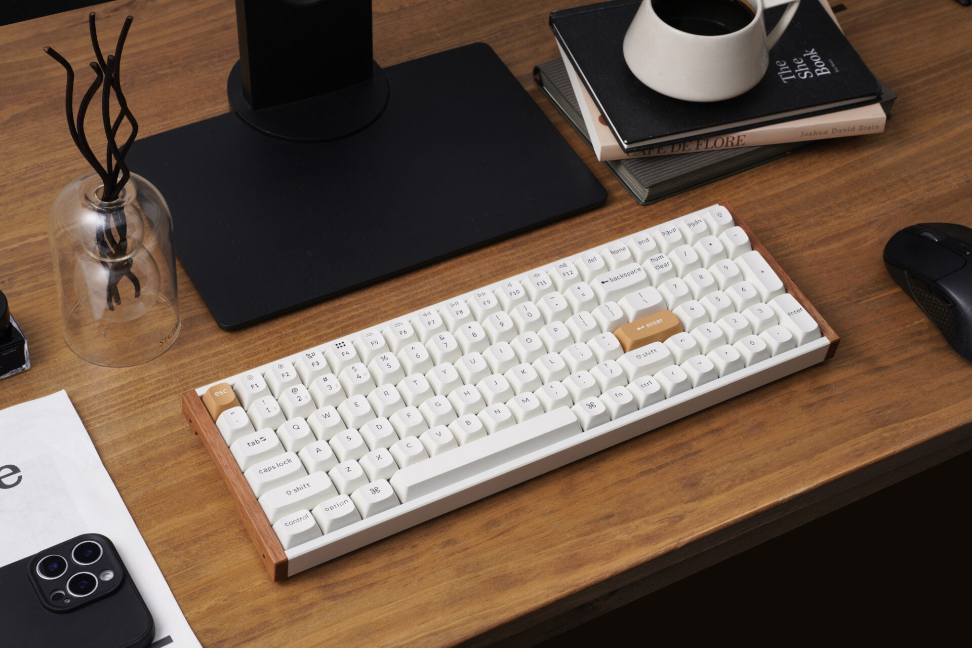 Keychron K4 HE 96% Magnetic Switch Hot-Swap RGB Wireless Keyboard – White (Wood + Aluminium)