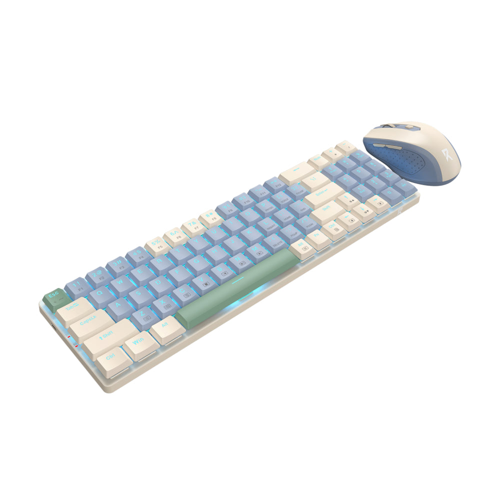 Redragon BS8772 Wireless Keyboard and Mouse Combo - Cream/Blue