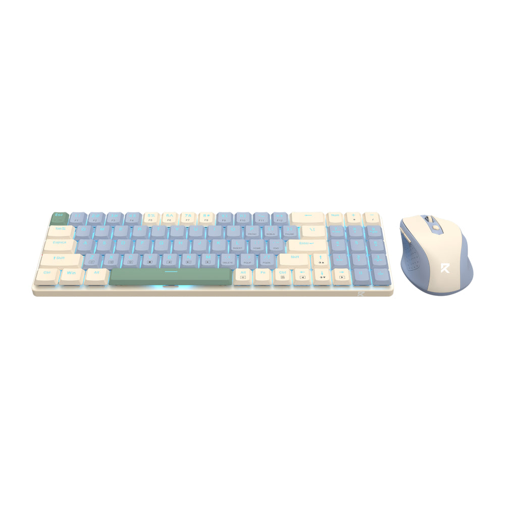 Redragon BS8772 Wireless Keyboard and Mouse Combo - Cream/Blue