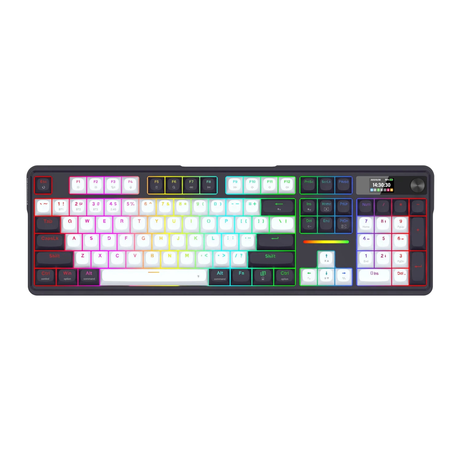 Redragon K762WB-RGB-PRO LCD Full-size Gasket Mechanical Keyboard - Black